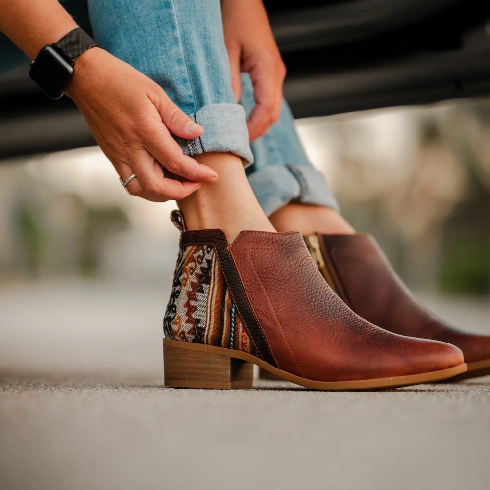 INKKAS - GLOBAL FOOTWEAR - Leather Tribal Patterned Booties